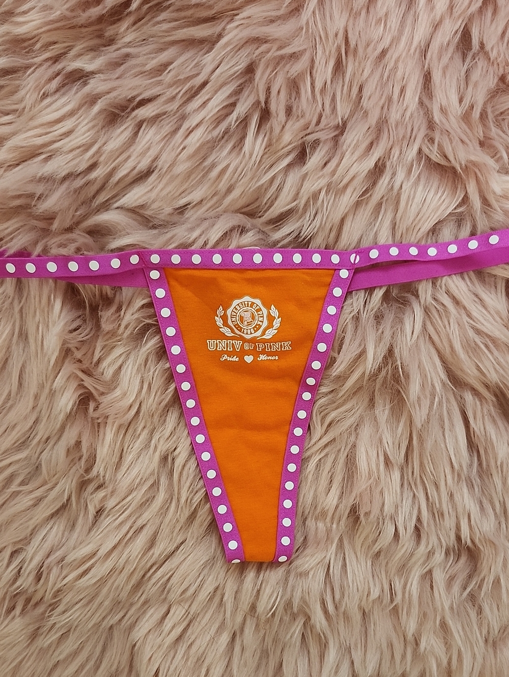 Brand New PINK Victoria's Secret NEON "UNIVERSITY OF PINK" V-STRING PANTY-XS